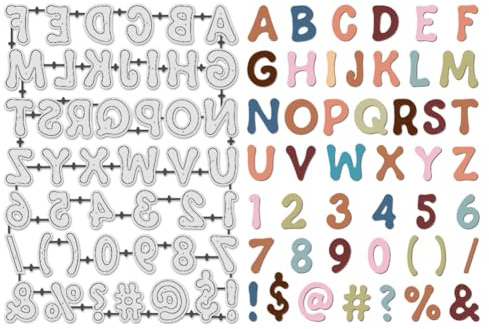 UNICRAFTALE 46 Pezzi Fustelle in Metallo con Alfabeto e Numeri per la Creazione di Carte, Fustelle in Metallo con Lettere Alfabeto, Modelli di Prestampaggio in Acciaio al Carbonio per Scrapbooking