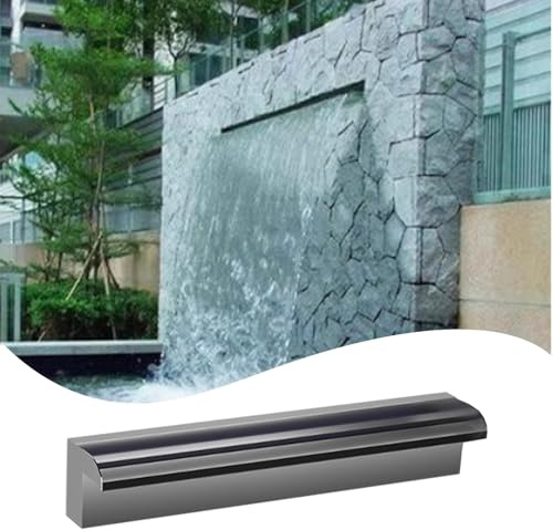 Resistente derrame de cascada de acero inoxidable 304 para estanque de jardín y patio, función de agua personalizable con amplia toma de corriente, 132 cm, sin luz LED, fuentes al aire libre
