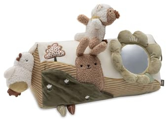 Jollein Triángulo de Actividades - Tiny Park - Juguetes para bebés Boca Abajo - Cojín de Juego con Motivos de Animales, Espejo y Elemento crujiente - Juguete sensorial para bebés