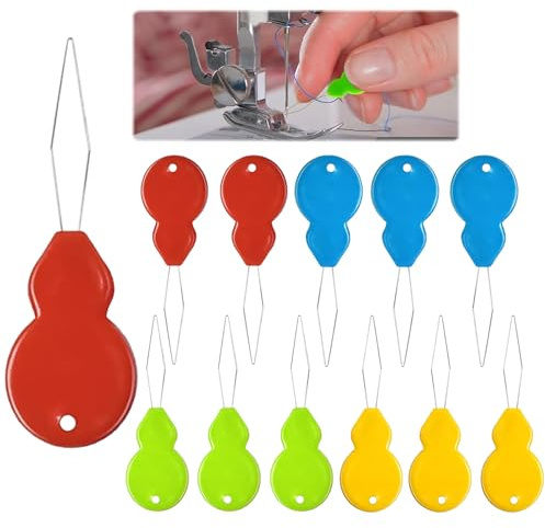Senshuomy Needle Threaders, 12-Pack, Brass Wire Gourd Shaped, for Hand Sewing and Cross Stitch