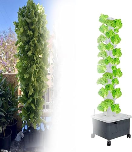 RRrawgff Tour hydroponique de 15 étages et 45 Trous, système de Culture aquaponique, système de Culture hydroponique Vertical pour Jardin, système de Culture hydroponique pour Serre agricole