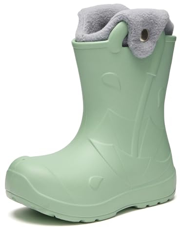 Ladeheid x Camminare Stivaletti Pioggia Bambino in EVA Rinforzata Termici, Invernali Stivali Pioggia Bambina Calzino Interno con Bottoni, Scarpe Bambino LA-CA-21 (Oliva, 24/25 EU)