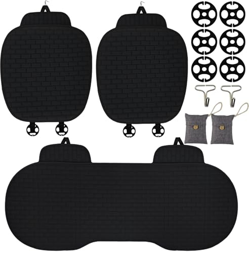 Tyafzzn Autositzauflage 3 Teilig mit 2 Stück Luftreinigungsbeutel aus Bambuskohle, Universal Sitzheizung Auto, Weich Und Atmungsaktiv Sitzauflage Auto, Anti Rutsch Sitzbezug für Autositz SUV LKW