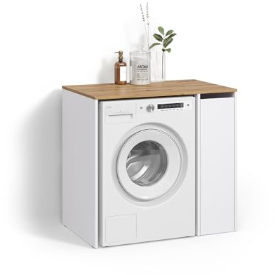 Livinity Mobile lavatrice Paolina, Bianco/Artisan, 93.6 x 88.2 cm