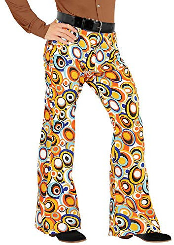 shoperama 70er Jahre Retro Herren Hose mit und ohne Muster Disco Kostüm Siebziger Schlager, Größe:L/XL, Farbe:Bubbles