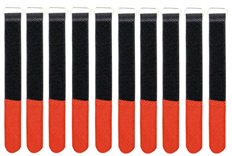 Infitronic INPKB2030ROT - 10 x Klett-Kabelbinder mit Metall-Öse Klett/Flausch auf UNTERSCHIEDLICHEN Seiten (20 x 300 mm Rot)