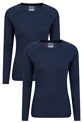 Mountain Warehouse Talus Damen Rundhals Baselayer-Top - Multipack Marine (2er Pack) Damengröße EU 40