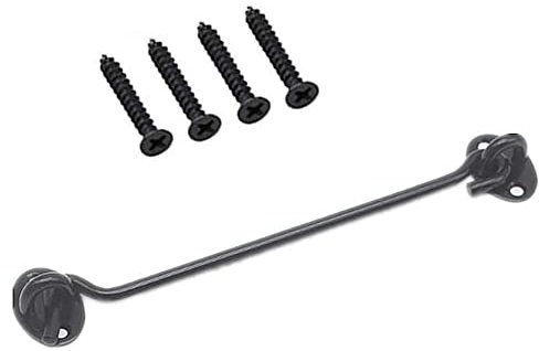 GIVBRO Storm Hook Sliding Door Lock Barn Cabin Hook Eyelet Locking with Screws Accessories for Doors Garage Window Bathroom Black, 25cm
