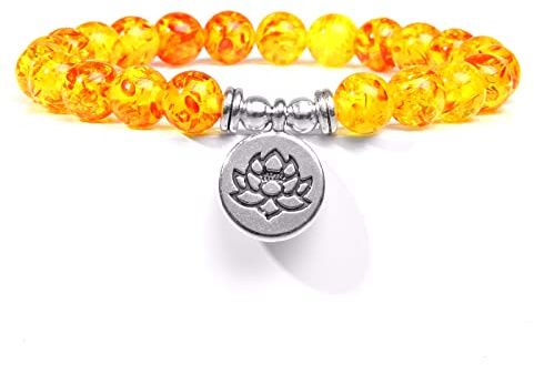 Kvinnor armband lotus berlock armband med bärnsten pärlor armband för män armband kvinnor yoga bön armband smycken buddhistisk gåva