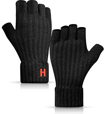 KEECOW Handschuhe Herren Damen,Fingerlose Handschuhe Herren Winter Warme Thermo Fleece Strickhandschuhe für Outdoor Sport Laufen Radfahren Freizeit