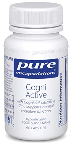 Pure Encapsulations Cogni Active - with Cognizin Citicoline, Zinc, Folate, Vitamin B6 and B12, Lutein & Zeaxanthin - 60 Capsules