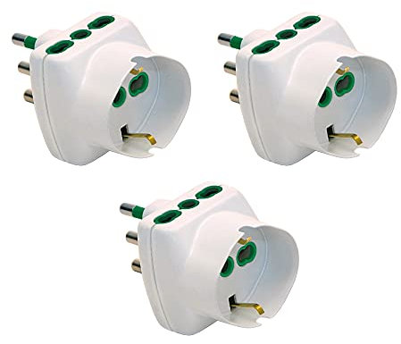 FANTON 82240-B3 - Adattatore Triplo Schuko Bipasso con 2 Prese Bipasso Italiane e 1 Presa Schuko 16A - Sistema Verticale