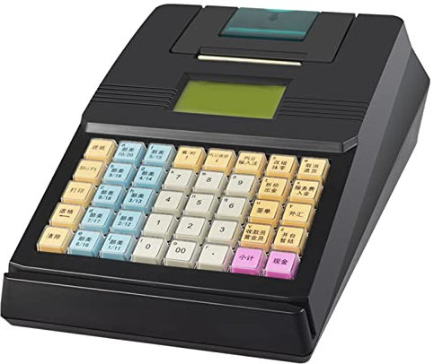 DOZPAL Kleine Registrierkasse mit 8 digitalen LED-Kundendisplays, 40 Tasten Elektronische Registrierkasse für Convenience Stores – Tastatursteuerung + Passwort-Dual-Management,Black