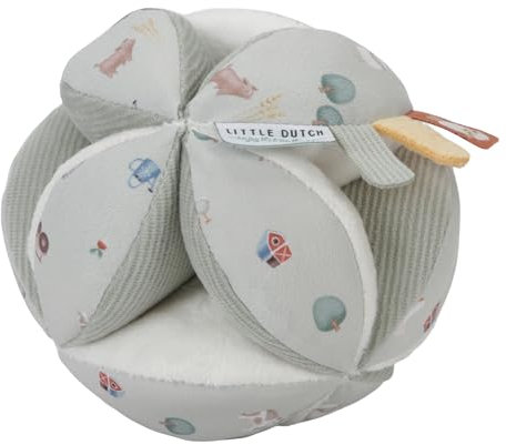 Little Dutch Greifball Stoffball mit Glöckchen Stoff Baby grün - Little Farm