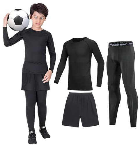 Startseite Kids Base Layer - Athletic Kids Thermal Long Sleeve Top and Leggings Compression Set for Sport Football Basketball Ski