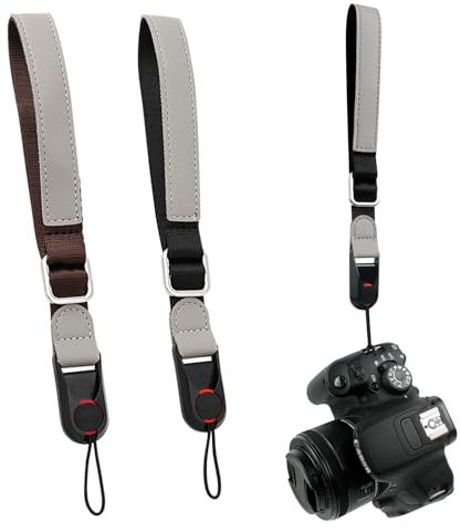 momgyaamz Correa Camara, Correa Camara de Fotos con Cierre Rápido, Camera Strap Ajustable, Accesorios Fotografia, Fotografia Accesorios Universal, Negro y Marrón, 2 Piezas