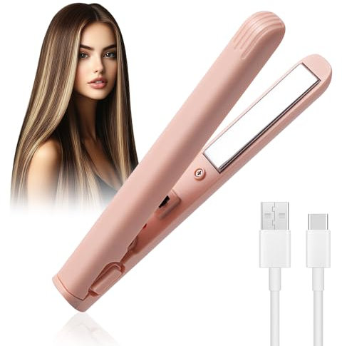 LYPPUL Glätteisen Kabellos, 2 in 1 Glätteisen Locken und Glätten, Mini Haarglätter Und Lockenstab, Haarglätter Glätteisens, Tragbarer Kabelloser haarglätter, Reiseglätter Keramik Haarglätters
