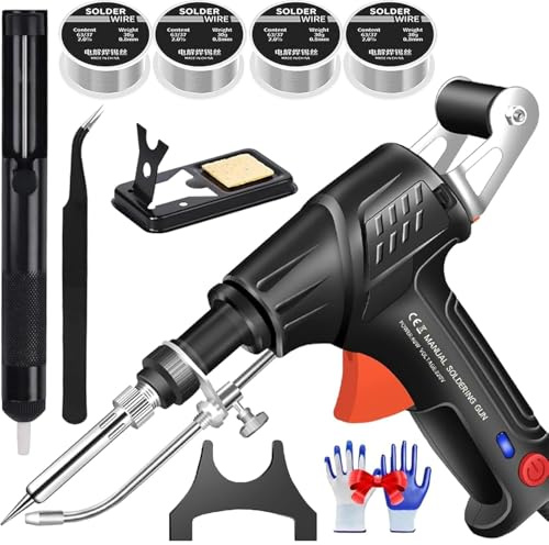 Qinyuyang Ensemble De Pistolets à Souder Multifonctions, Pistolet à Souder à Chauffage Interne Portable Soudeur Laser Fer à Souder Pistolet Etain à Souder Manuel,Black