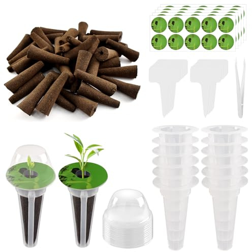 127 PCS Hydroponics Growing System, Windspeed Grow Anything Seed Pod kit Include 40 Grow Sponges, 12 Grow Baskets, 12 Grow Domes, 50 Pod Labels, 1 Tweezer, 12 Plastic Hydroponic Pods Growth Tags