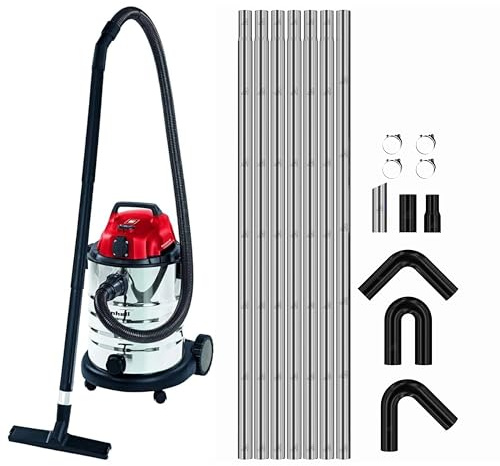 Gutter Cleaning System 30L Industrial Wet & Dry Vacuum Cleaner with Black 25ft (7.5m) Long Reach Gutter Pole Kit 1500W