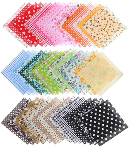 50PCS 4'' X 4'' Cotton Craft Fabric Squares | Quilting Cotton Fabric Squares Sheets, Pre-Cut Multicolor Floral Patterns, DIY Sewing Quilting Scrapbooking Bundle for DIY