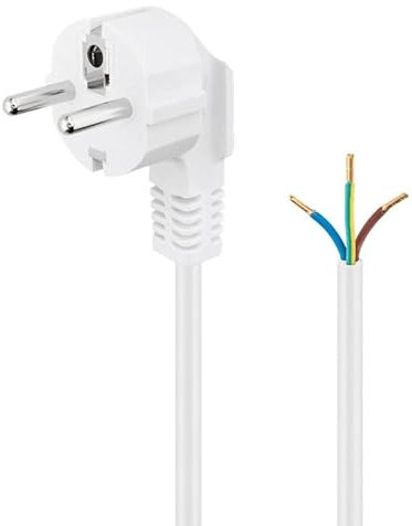 CABLEPELADO Cable alimentación CEE7 | Enchufe Schuko a bornes | Sección 1 mm² | H05VV-F | Apto para enchufes, regletas, Fuentes de alimentación, portalámparas | Blanco | 3 Metros