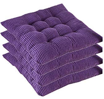 Qplcdg 4er Set Stuhlkissen mit Bänder,Verdicken Sitzkissen 40x40cm für gartenstühle Stühle im Indoor & Outdoor (Lila)
