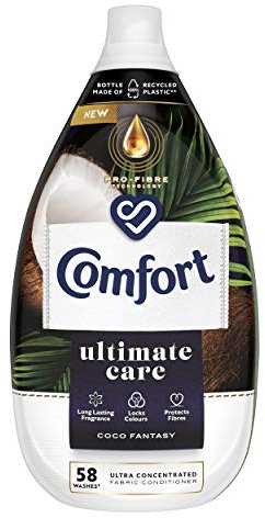 Comfort Ultimate Care Coco Fantasy Ultra-Concentrated Fabric Conditioner bottle made of 100% recycled plastic* for complete clothes protection 58 Wash 870 ml