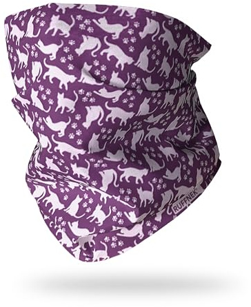 Ruffnek Purple CATS & PAW PRINT DESIGN Multifunctional Headwear Tube Neck warmer/Snood - Women and children - Universal Size