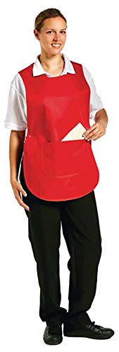 Whites Chefs Clothing B042 Polycotton Tabard with Pocket, One Size, Red