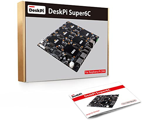 GeeekPi DeskPi Super6C Cluster Mini-ITX Board for Raspberry Pi CM4 / CM5, Support 6pcs Raspberry Pi Compute Module 5/ Module 4, 89W Power Supply Included