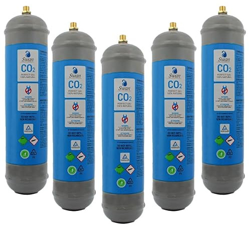 Bouteille Co2 pour gazeur 600 g jetable raccord M11 x 1 pour distributeurs - gazeurs eau pétillante, récipient en acier N° 5 bouteilles
