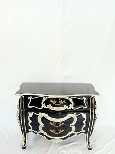 Kunibert Commode style antique Louis en soie, style baroque, rococo, buffet, couleur : noir avec argent