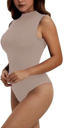 RoomTour Bodies för kvinnor, elegant stringbody, bodysuit, dambody, Beige, XXL