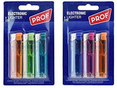 PROF - Lot de 3 Briquets, Jetables, Différentes Couleurs, Idée Cadeau