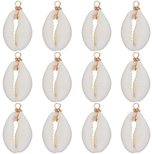 SUNNYCLUE 1 boîte de 30 véritables Breloques en Coquillage Plaqué Or 18 carats en Vrac, Breloques en Coquillage, Océan D'Été, Plage D'Hawaï, Coquillages Naturels pour la Fabrication de Bijoux, Bracele