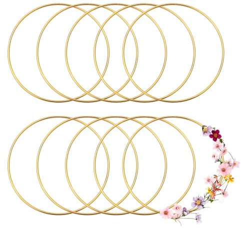 Pilikoll 10 Stück 20cm Metallringe zum Basteln Deko Ringe zum Aufhängen Makramee Hoop Metall Kranz Rahmen Traumfänger Ringe Kranz Ringe für DIY Floral Hoop,Traumfänger Ring, Hochzeitstischdekoration