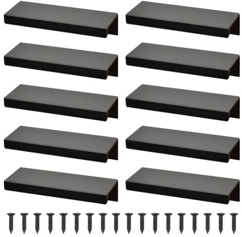 YOPEUC 10pz 80 mm Maniglia Mobile Cucina, Maniglie per Mobili da Cucina, Maniglie per Mobili Moderni Maniglie Armadio Nascoste Nere con Viti per Anta dell'Armadio Cassetti