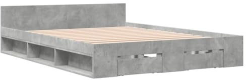 vidaXL Bettgestell, Bett mit Schubladen für Schlafzimmer, Bettrahmen mit Lattenrost, Schlafzimmerbett Doppelbett, Betongrau 120x200cm Holzwerkstoff