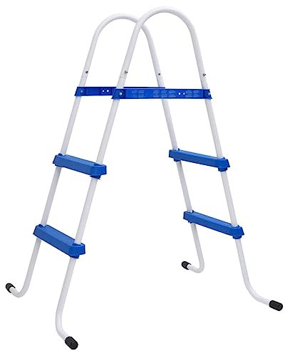 Échelle de piscine et spa en acier bleu et blanc 84 cm