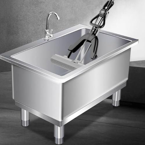 Évier de nettoyage de sol commercial en acier inoxydable - Évier de service intérieur et extérieur avec drainage, parfait pour les cuisines, les garages commerciaux,50x40x50cm