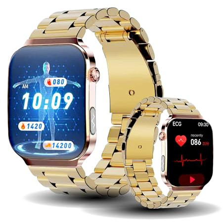 oodisnei Smartwatch Herren Damen mit EKG+HRV Fitnessuhr: 2.2 Curved AMOLED mit Bluetooth Telefonfunktion Smart Watch 24H Herzfrequenz SpO2 Blutdruck Sportuhr Schrittzähler IP68 wasserdichte Uhr