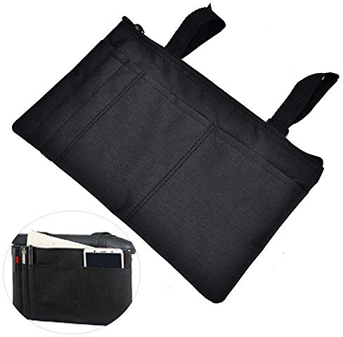 YUMILI Borsa per braccioli, borsa impermeabile per sedia a rotelle, borsa da viaggio, realizzata in resistente fibra di poliestere (colore: nero)