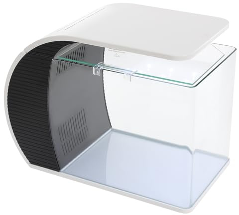 TaNeHaKi Piccolo acquario 19L vaso di pesce in vetro con filtro nascosto e illuminazione a LED 42,3 × 22,6 × 31,5 cm acquario da tavolo 3 colori luce terrario ad alta trasparenza doppia costruzione di