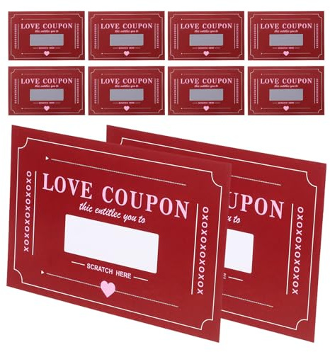 FRCOLOR 20 Fogli Carte da Grattare in Carta Rossa con Sfide Creative e Attività a Sorpresa per Coppie in Anniversari e Feste Romantiche