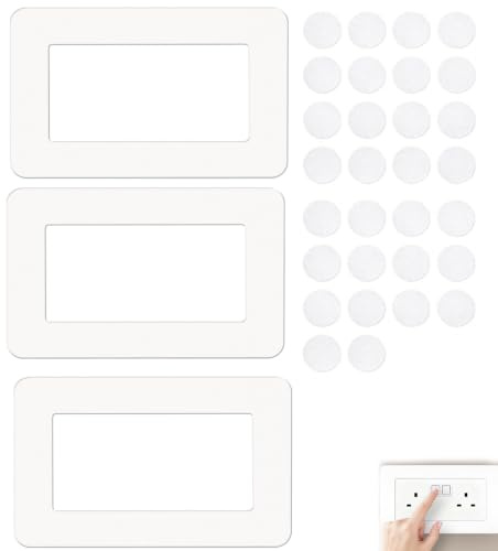 3 Pcs White Socket Surround Plates, Light Switch Cover Frames for Home