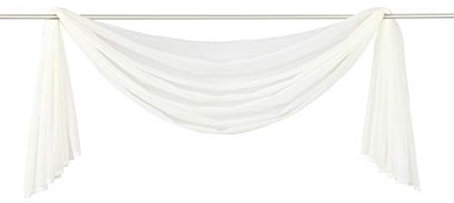 Yaland Voile Transparenter Freihandbogen einfarbig Uni Querbehang Wohnzimmer Gardinenschals (BxH 140x300, beige) 1 Stück