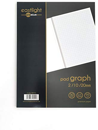 Eastlight A4 Professional Graph Pad 50 Sheets 95gsm Premium Quality Paper, Printed 2/10/20mm Graph
