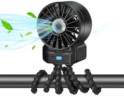 Feebee Ventilador Carrito Bebe, Mini Portatil Ventilador Silencioso USB para Coche Carro, Ventilador de Mesa Bateria Recargable, Silencioso & Potente 4 Velocidades Regulables con Trípode Flexible
