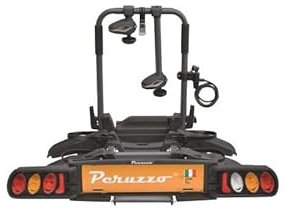 Peruzzo Instinct 2 Portabicicletas Eléctrico para Tesla Model S/3/X/Y, 2 bicicletas de hasta 60 kg, 13 polos, inclinable